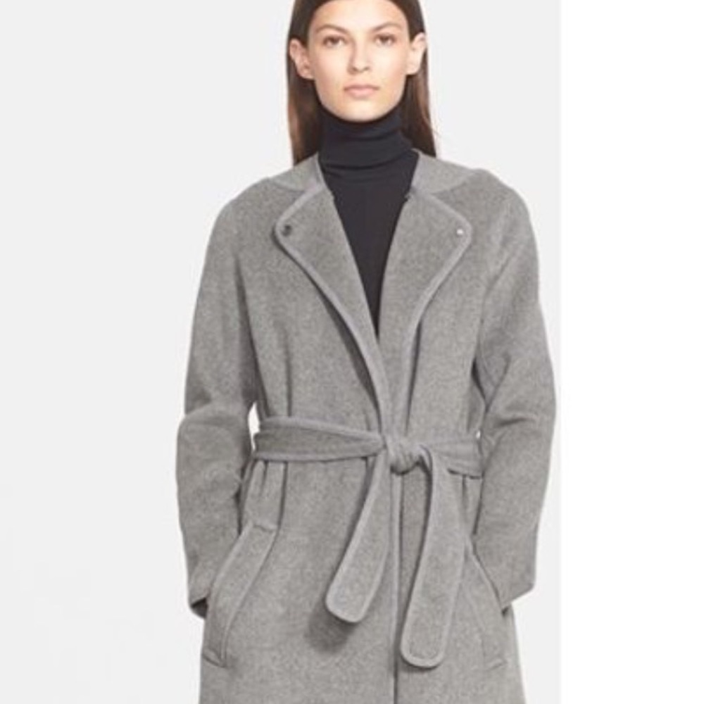 Vince belted car coat in lavender.